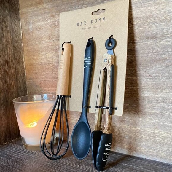 NEW - Rae Dunn - 3 piece SET - Mini Gadgets/Utensils SET - WHIP, STIR, GRAB - Picture 2 of 6